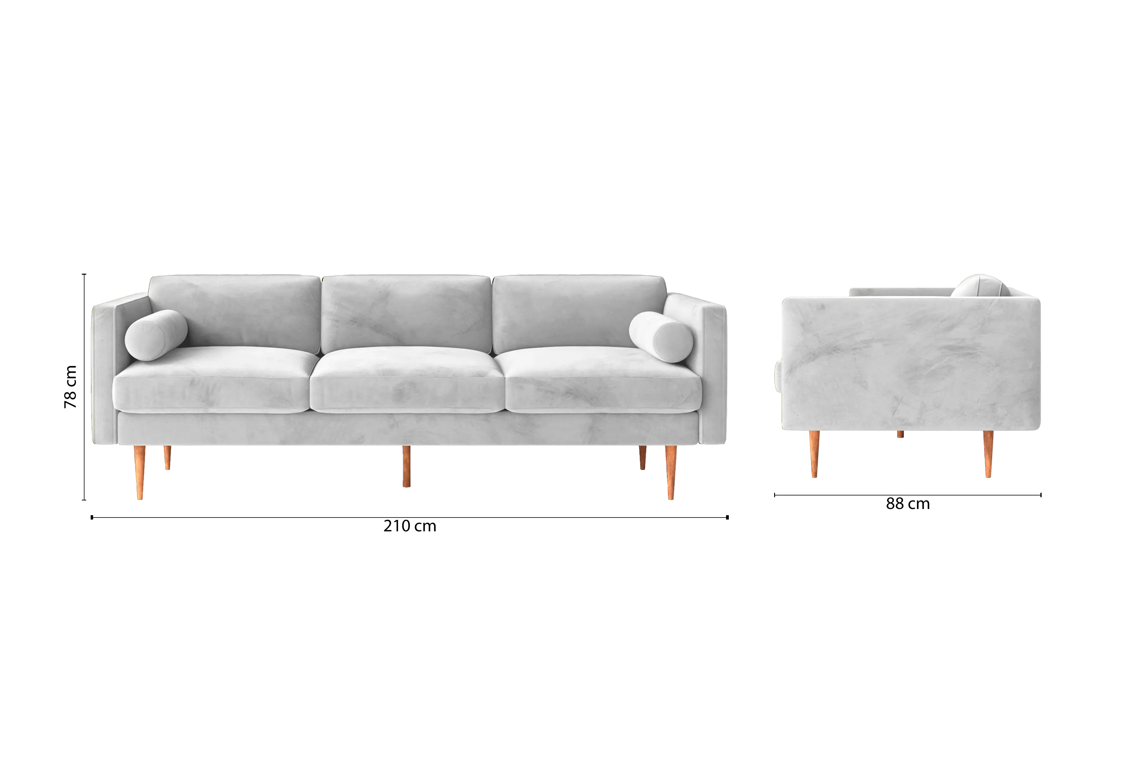 Salerno 3 Seater Sofa White Velvet