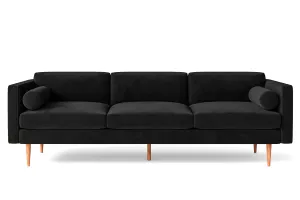 Salerno 4 Seater Sofa Black Velvet