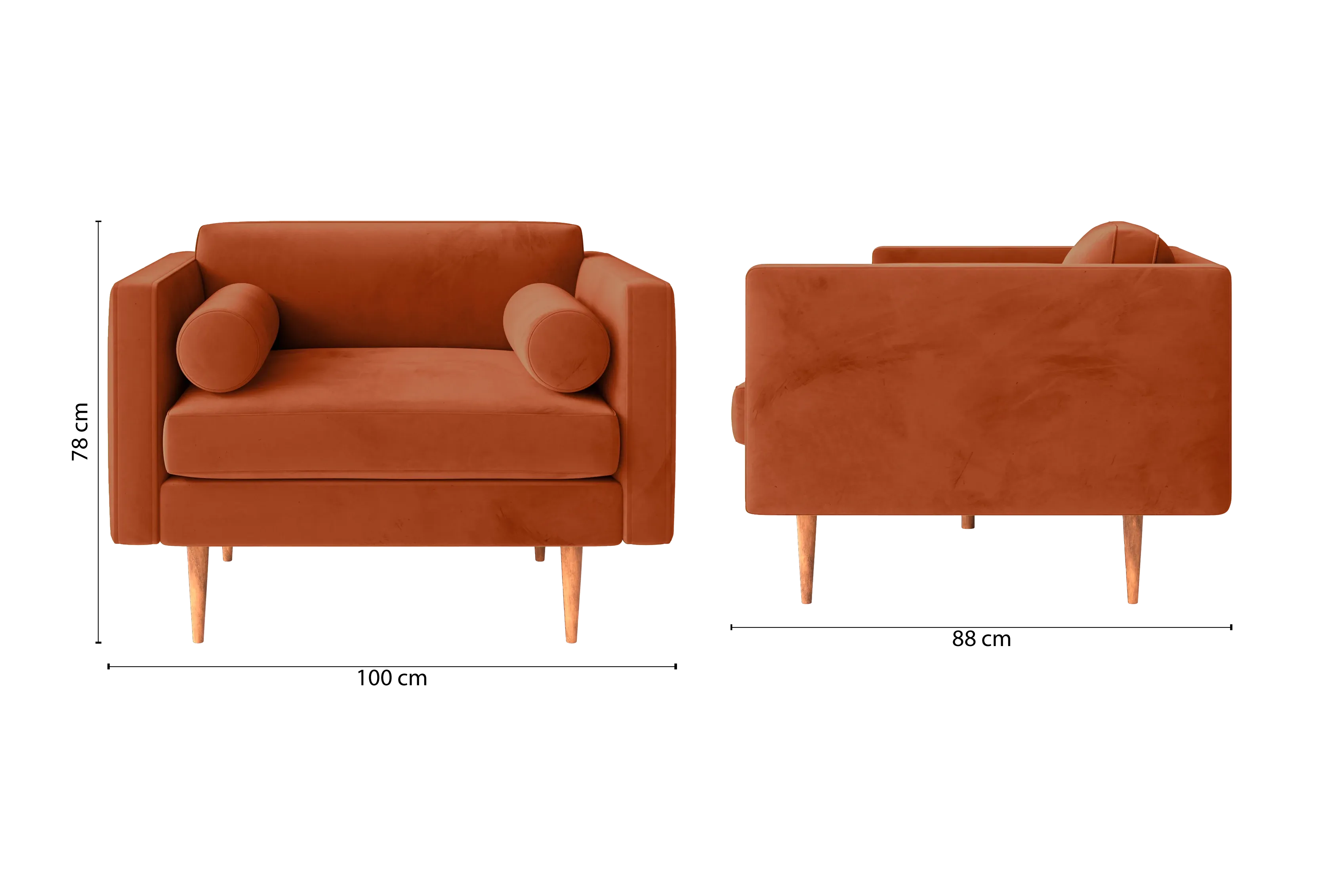 Salerno Armchair Orange Velvet