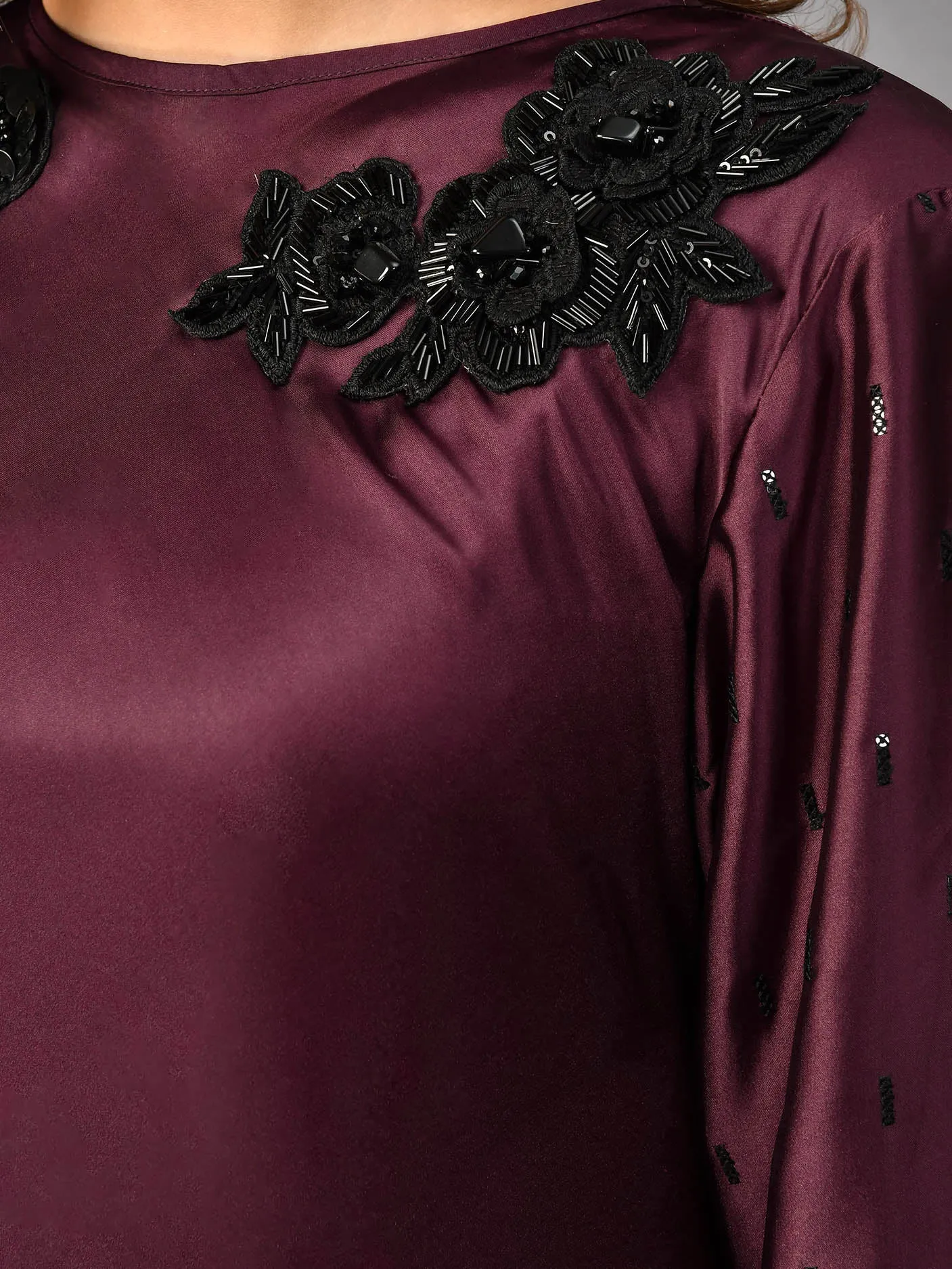 Sequin Embellished Silk Shirt