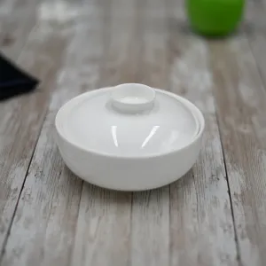 Set Of 6 White Soup Cup With Lid 5" inch | 11 Fl Oz