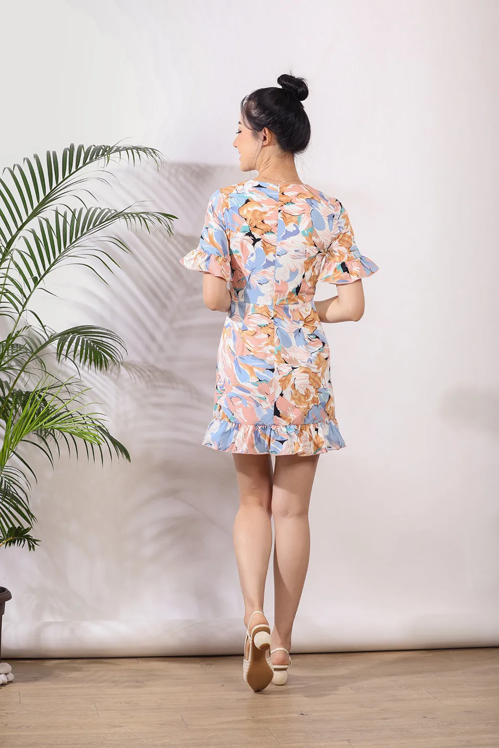 Sherinda Midi Dress in Pink Floral Prints