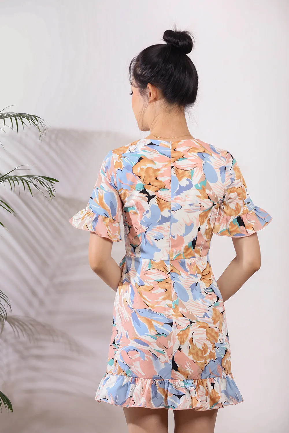 Sherinda Midi Dress in Pink Floral Prints