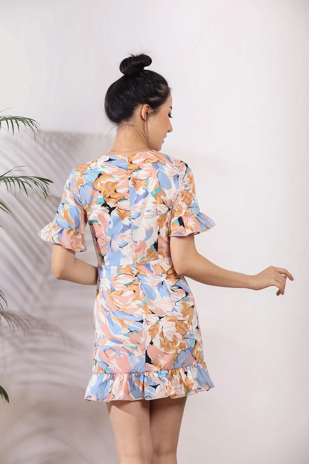 Sherinda Midi Dress in Pink Floral Prints