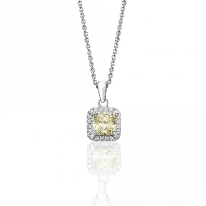Silver & Co 925 Silver 1.25ct Cubic Zirconia Square Halo Pendant SPG0011YZ