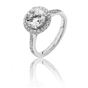 Silver & Co Large Claw Set Round Halo Style Cubic Zirconia Ring SRG0010CZ