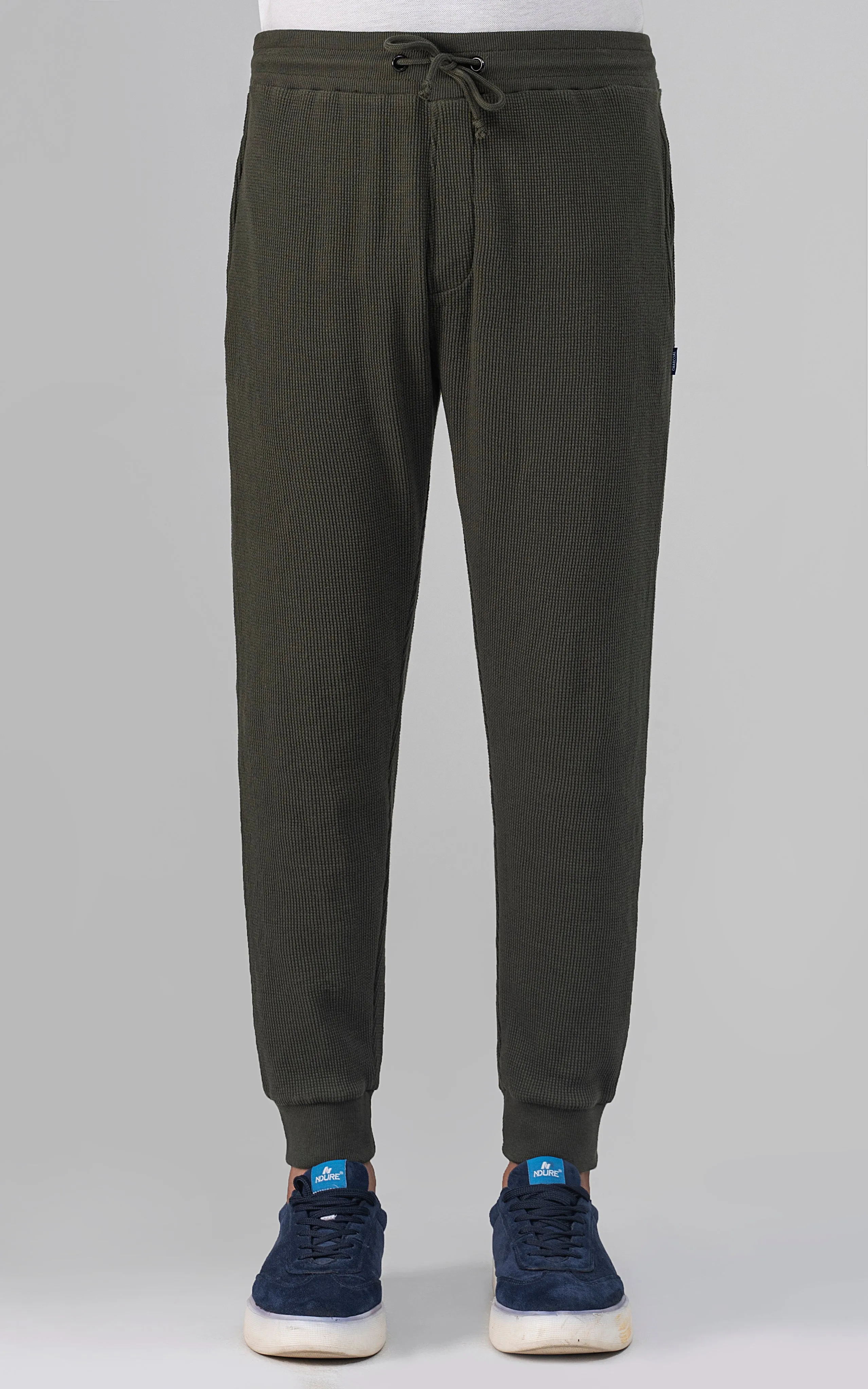 SLIM FIT WAFFLE JOGGER TROUSER OLIVE