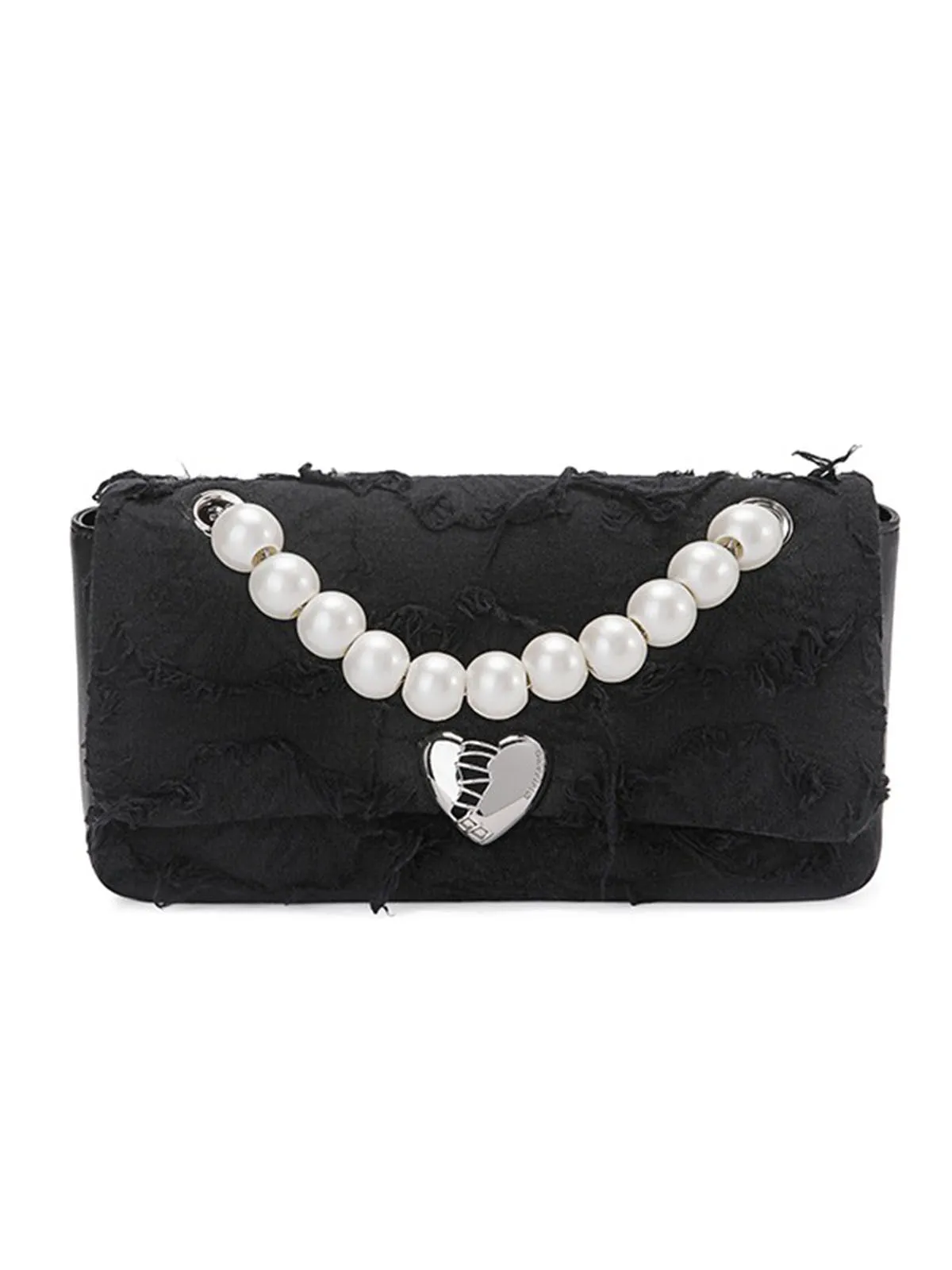 Smting | pearl chain heart lock purse