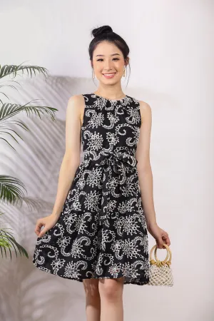Sophie Eyelet Midi Dress in Black