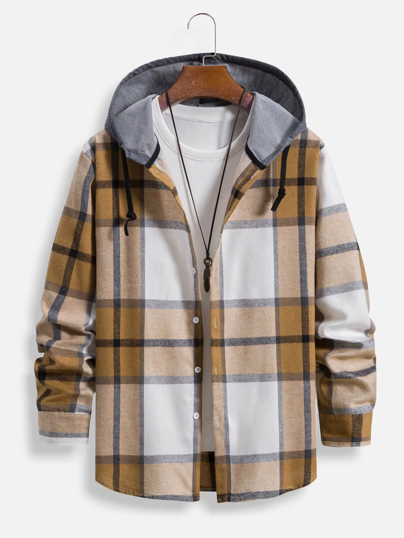 Spring And Autumn New Plaid Flannel Long Sleeve Hoodie