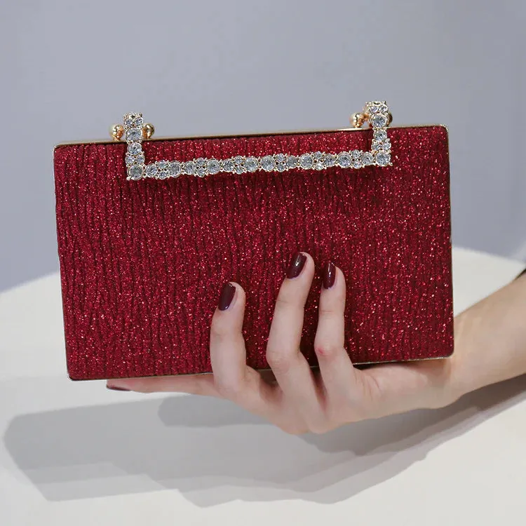 Square Evening Bag with Tree Print and Diamonds