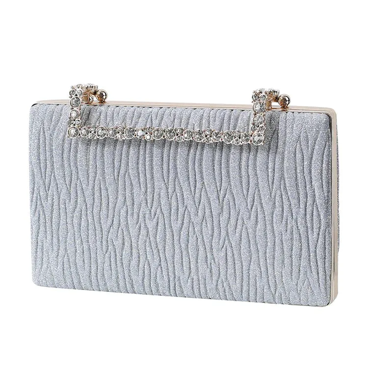 Square Evening Bag with Tree Print and Diamonds