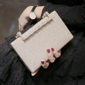 Square Evening Bag with Tree Print and Diamonds
