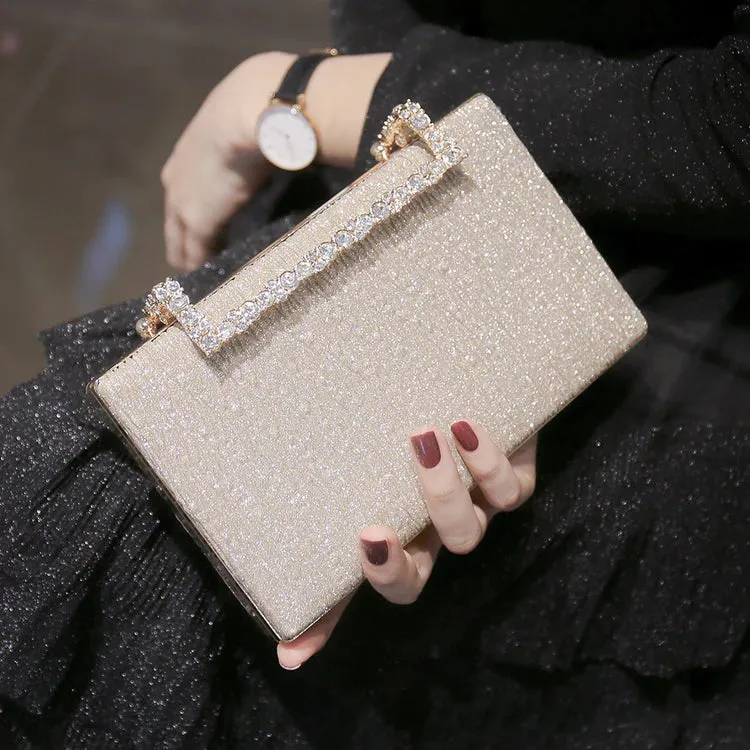 Square Evening Bag with Tree Print and Diamonds