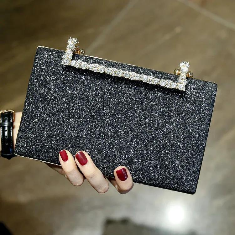 Square Evening Bag with Tree Print and Diamonds