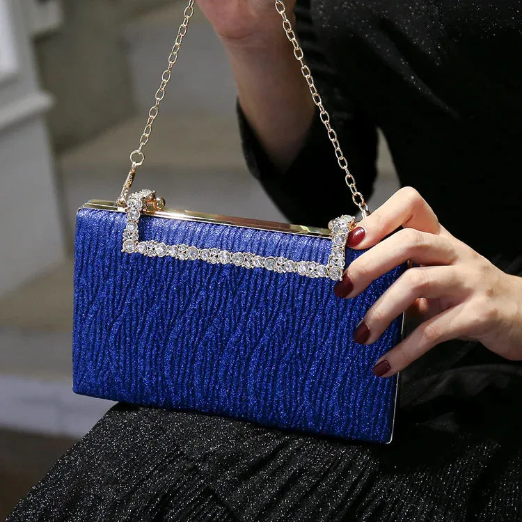 Square Evening Bag with Tree Print and Diamonds