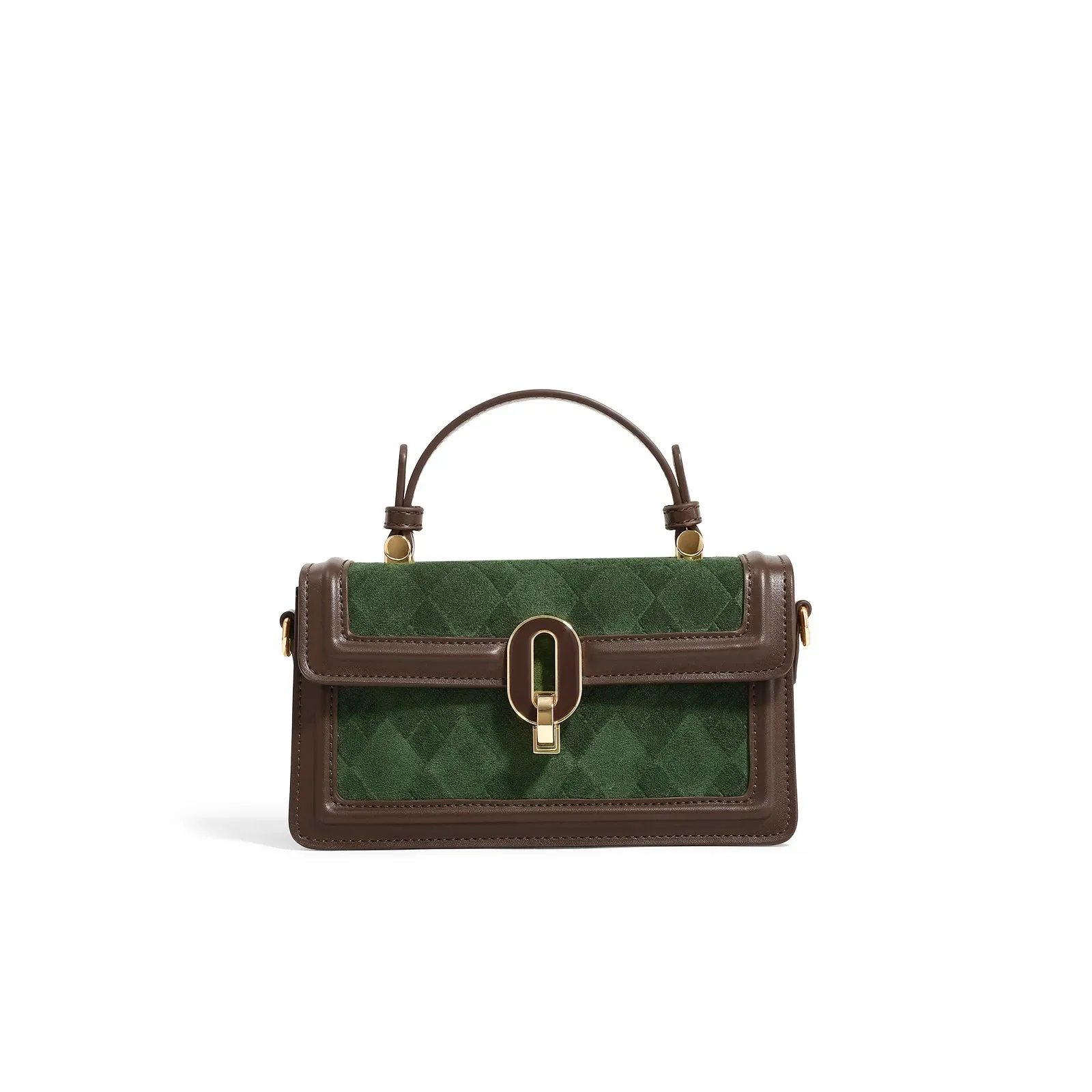 Square Retro Diamond Grid Green Single Shoulder Crossbody Bag