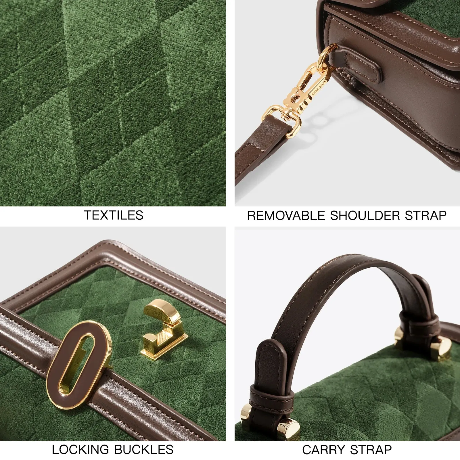 Square Retro Diamond Grid Green Single Shoulder Crossbody Bag