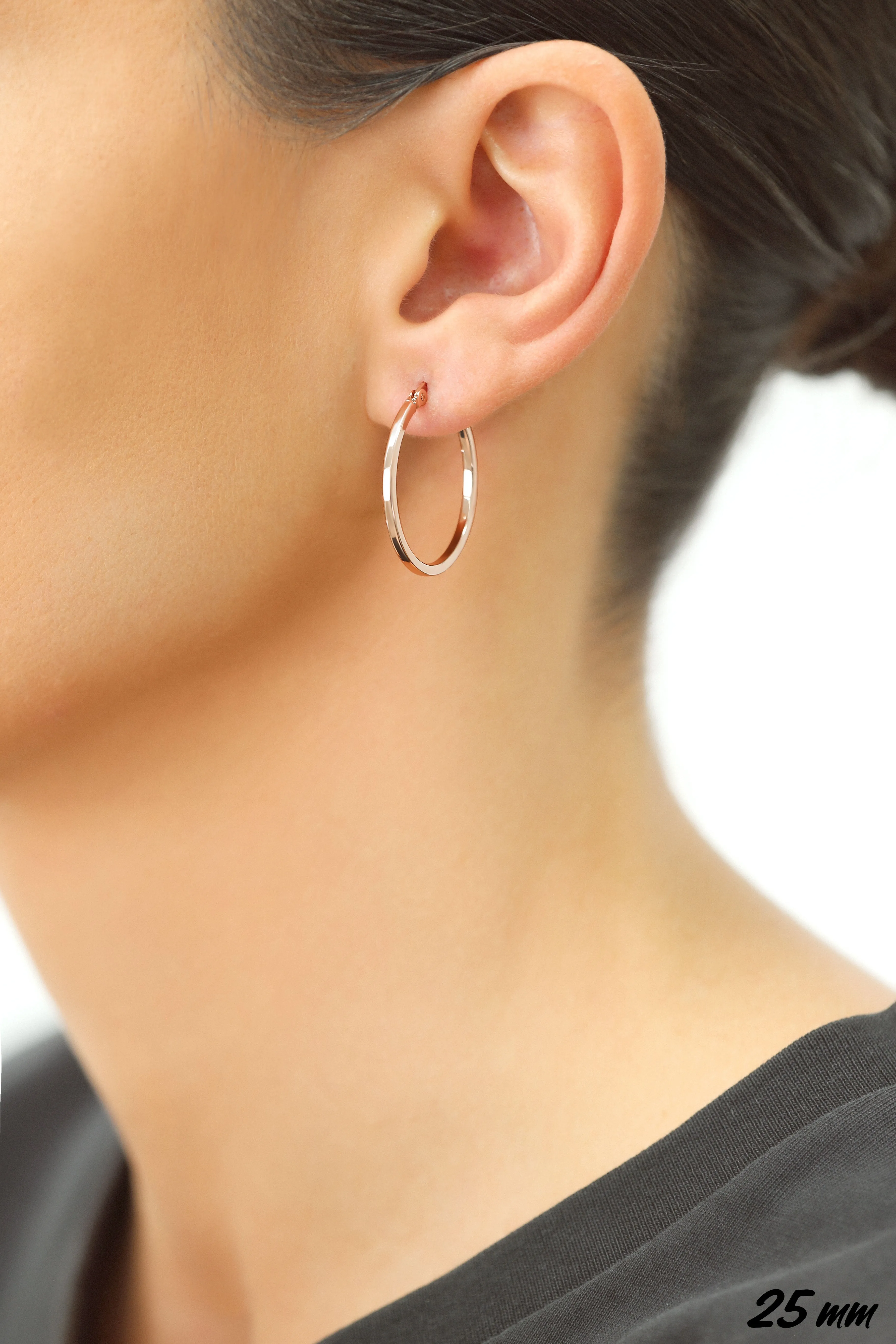 Square Tube Hoop Earrings, 1 inch in Sterling Silver