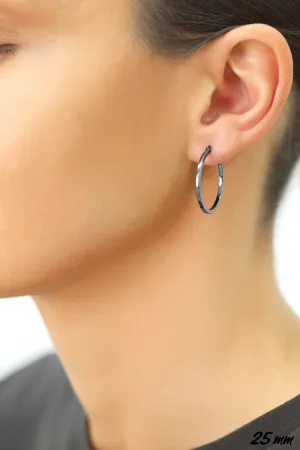 Square Tube Hoop Earrings, 1 inch in Sterling Silver