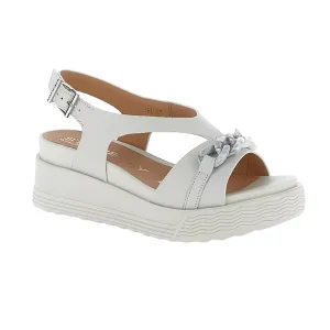Stonefly sandalo casual da donna con zeppa Parky 28 Calf in pelle con catena 220903-151 bianco