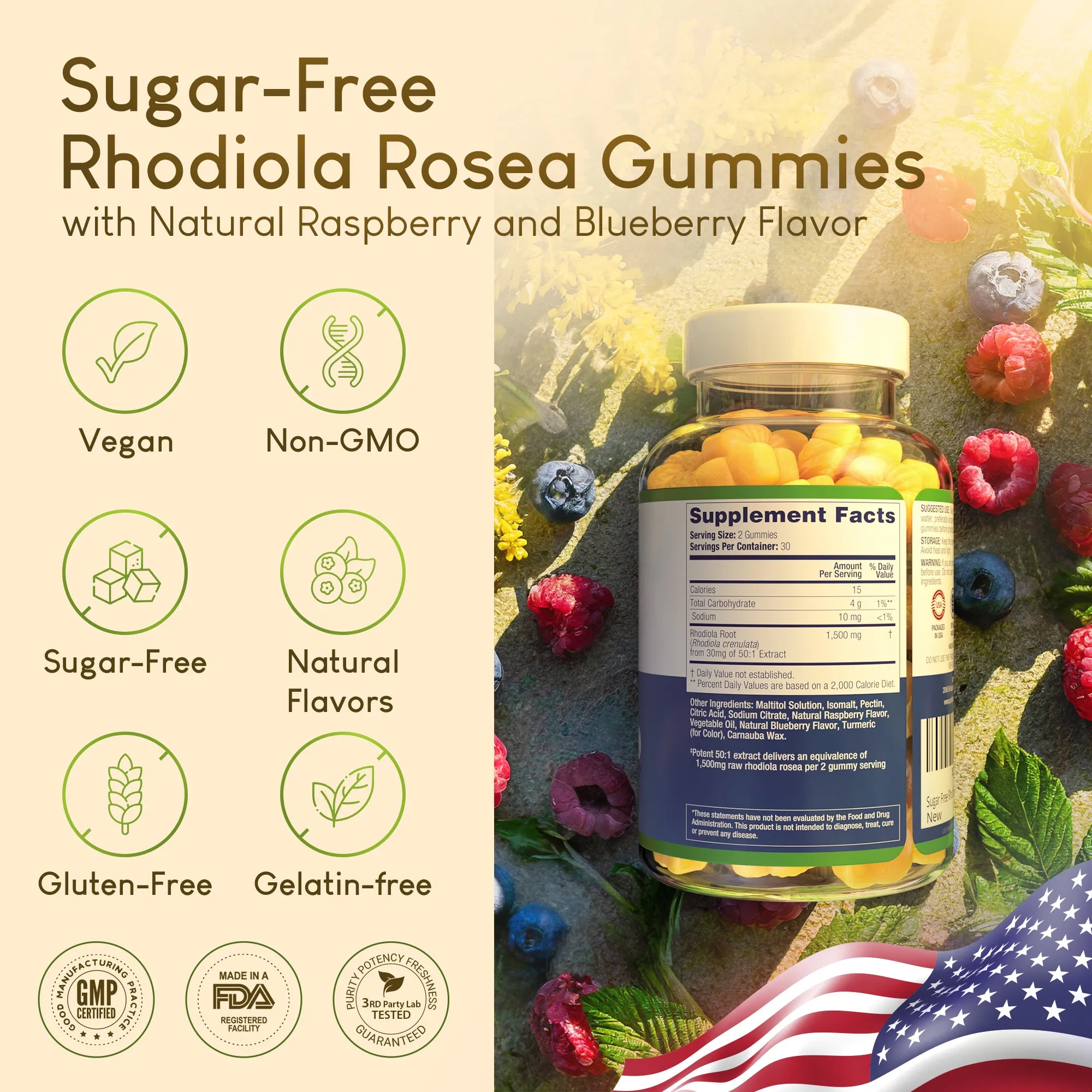 Sugar-Free Rhodiola Rosea Gummies