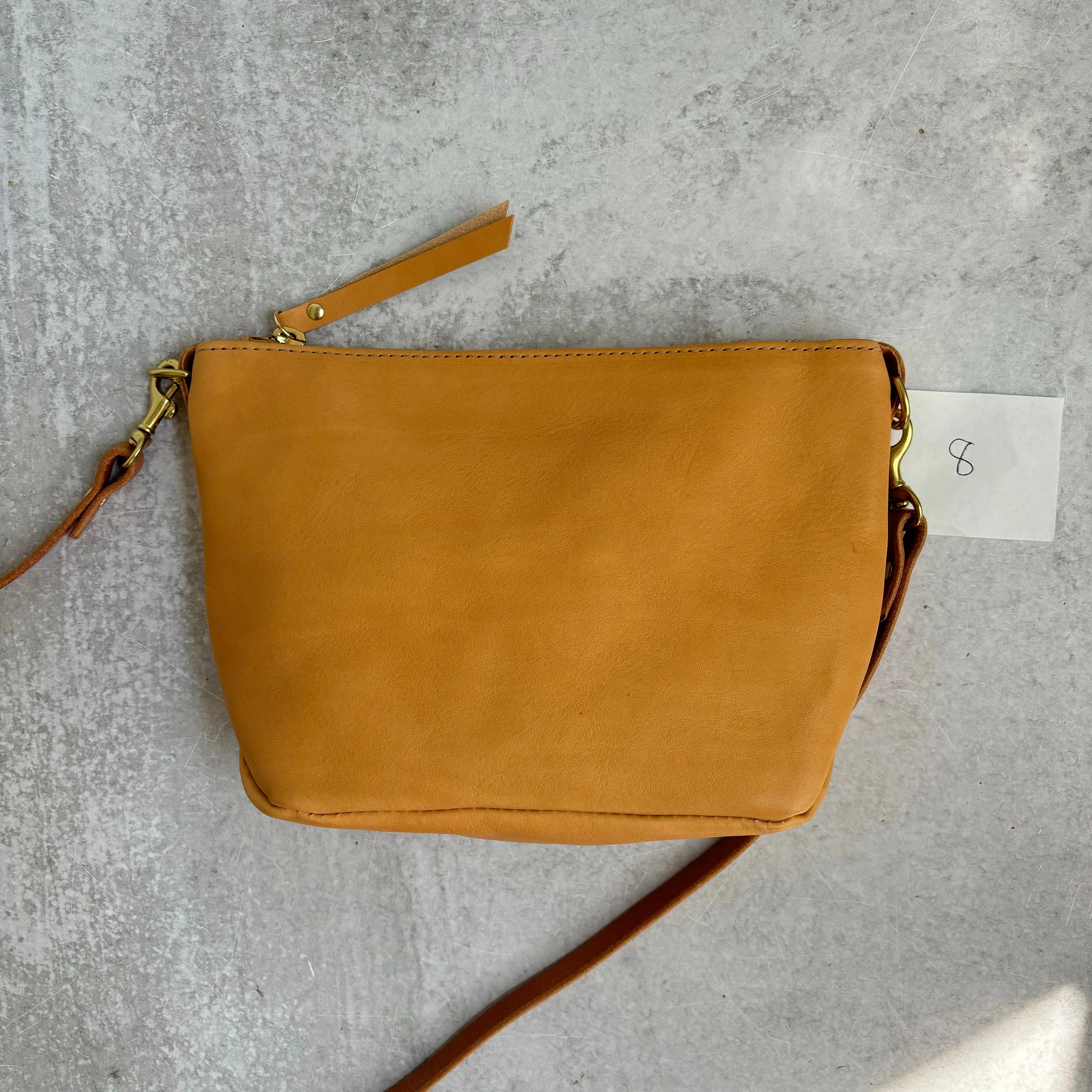 Summer Seconds Sale - Small Leather Convertible Crossbody Clutch Bag - Beige No. 8