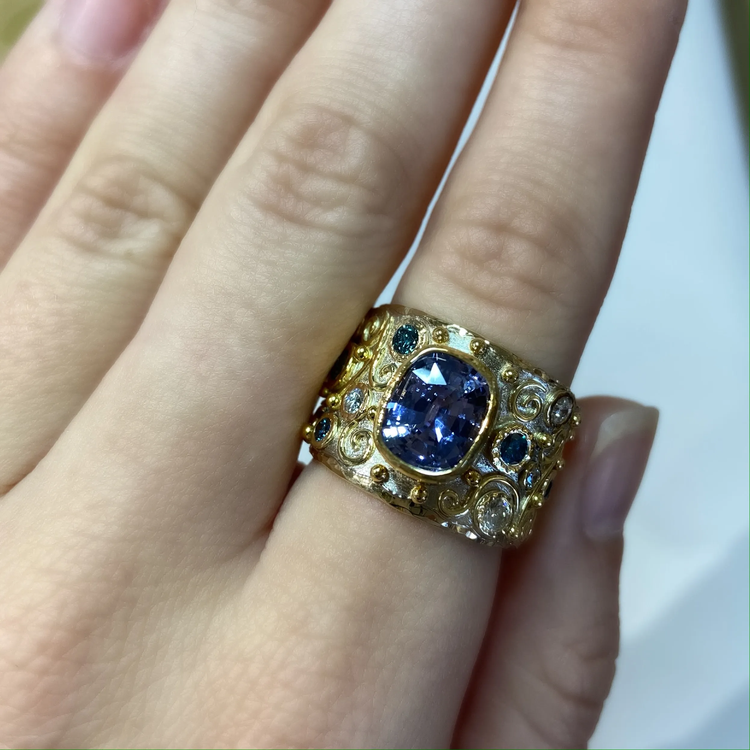 Talisman Ceylon Sapphire and Diamond Ring by Margisa