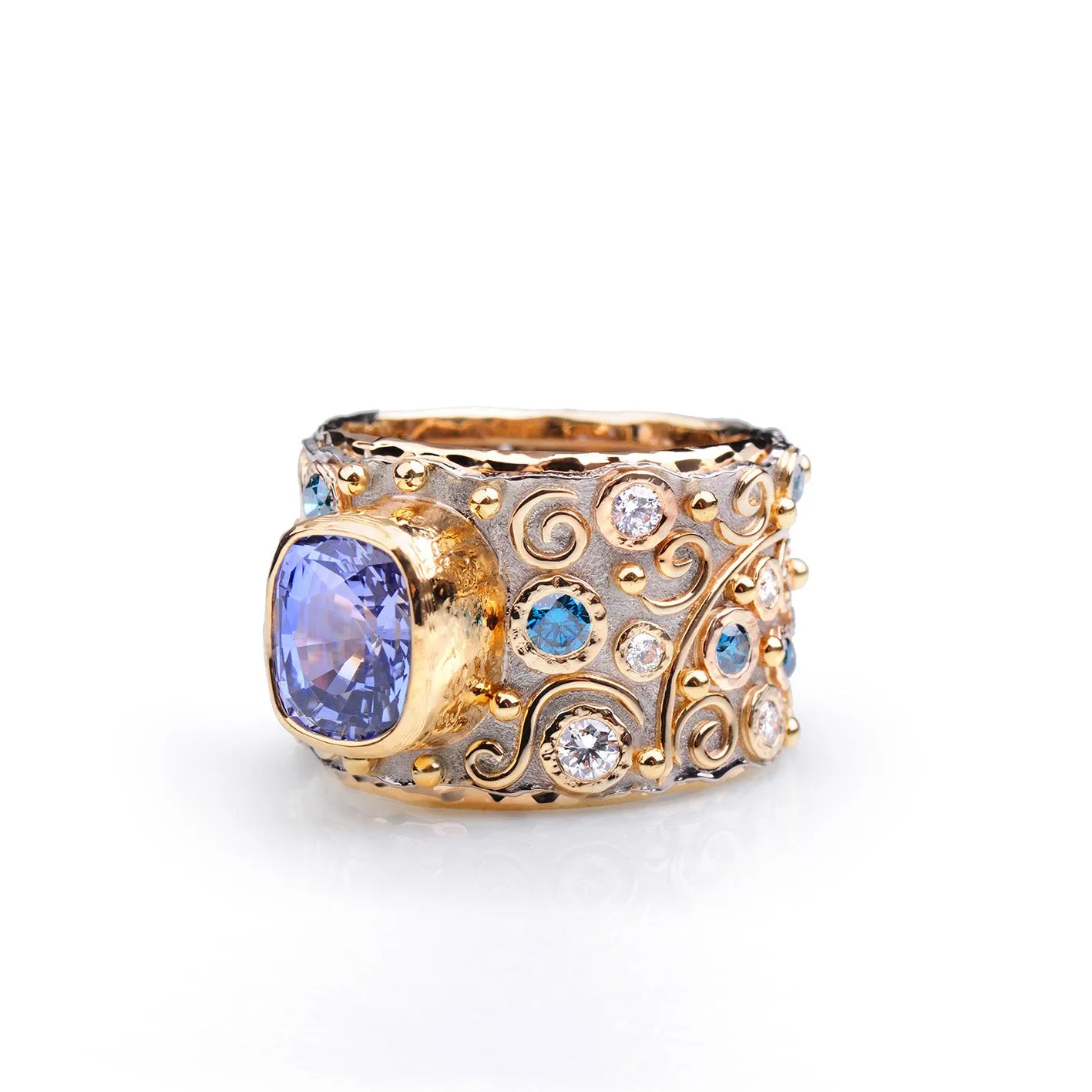 Talisman Ceylon Sapphire and Diamond Ring by Margisa