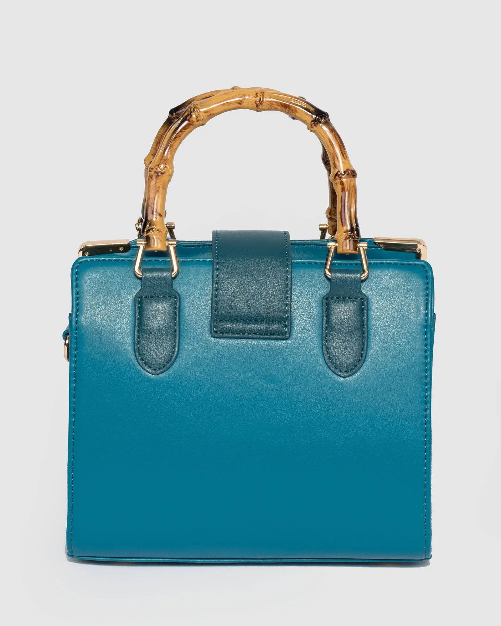Teal Sia Bamboo Handle Mini Bag