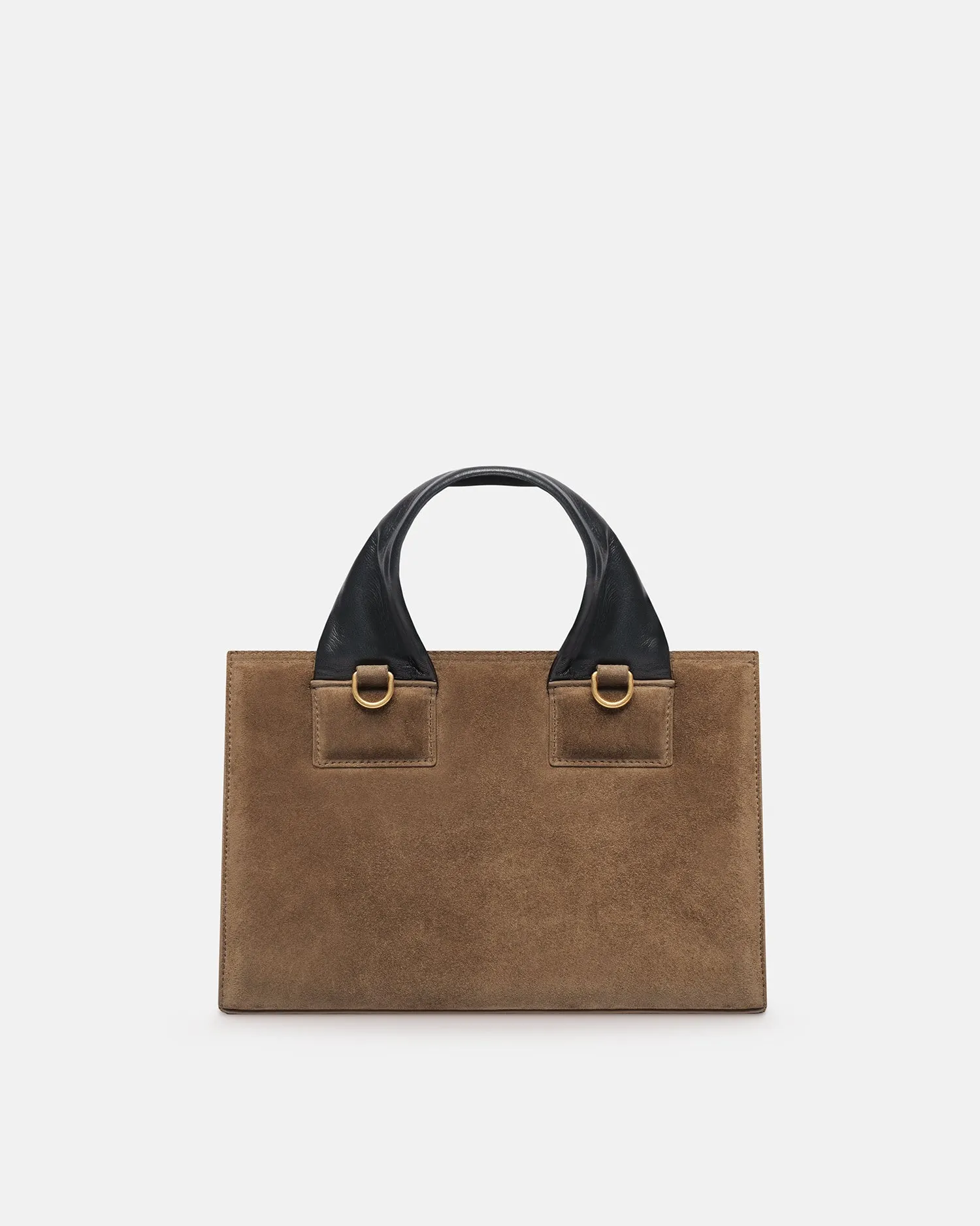 The SANDI Lock - Top Handle Bag - Brown Suede