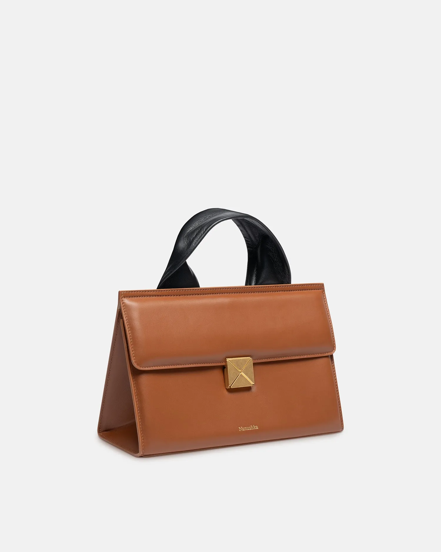 The SANDI Lock - Top Handle Bag - Tan