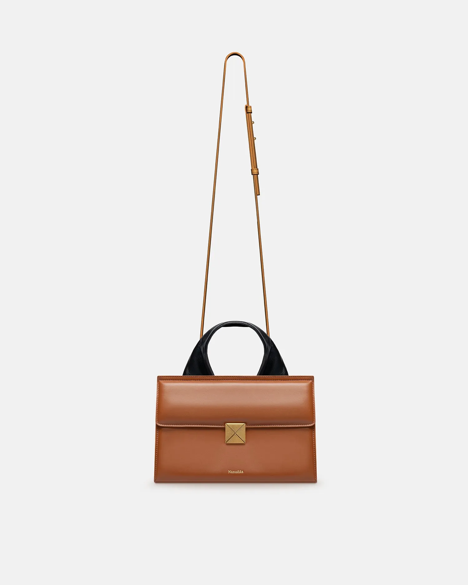 The SANDI Lock - Top Handle Bag - Tan