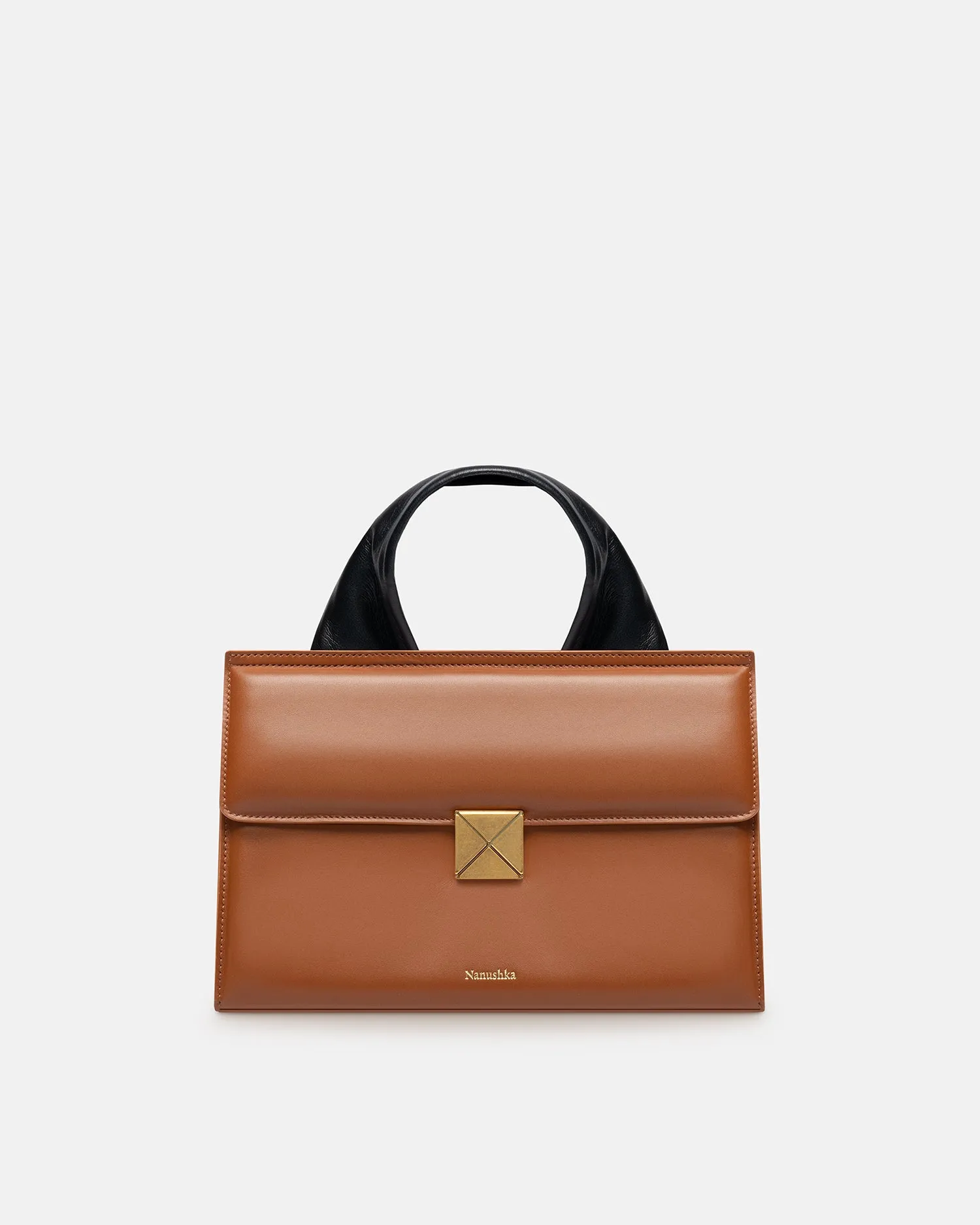 The SANDI Lock - Top Handle Bag - Tan