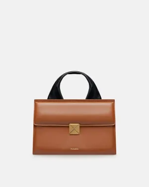 The SANDI Lock - Top Handle Bag - Tan
