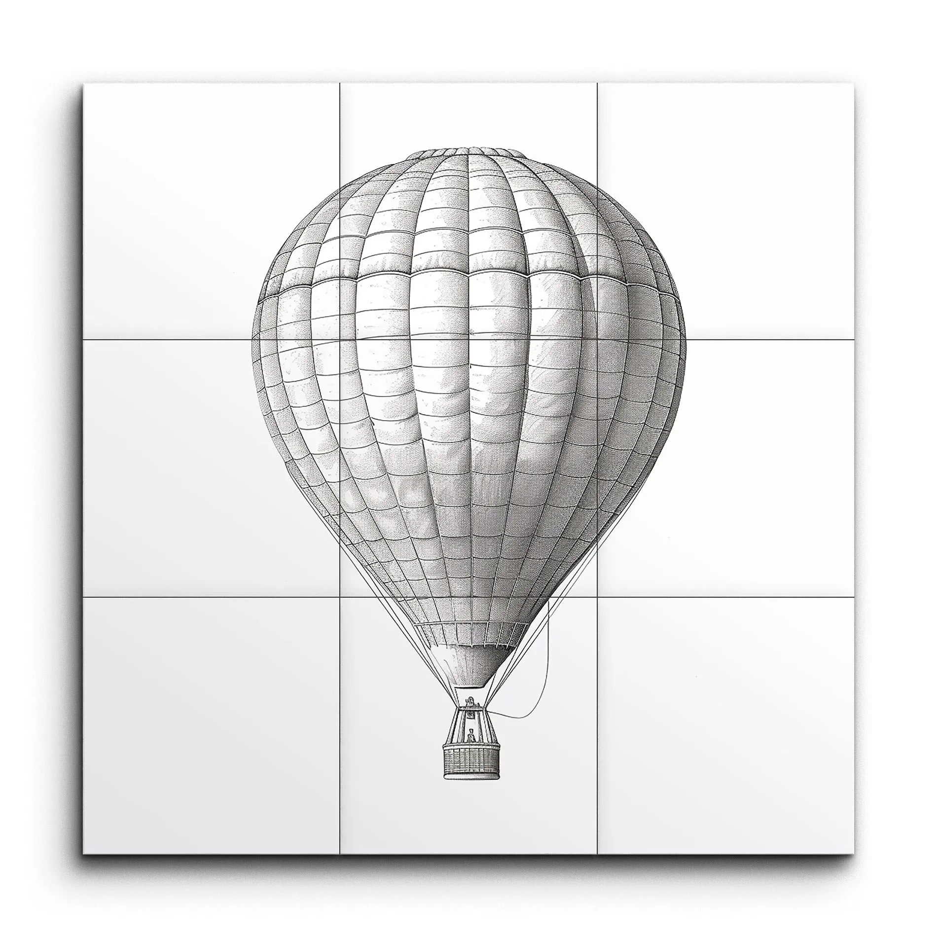 Timeless Hot Air Balloon: Hand-Drawn Monochrome Art