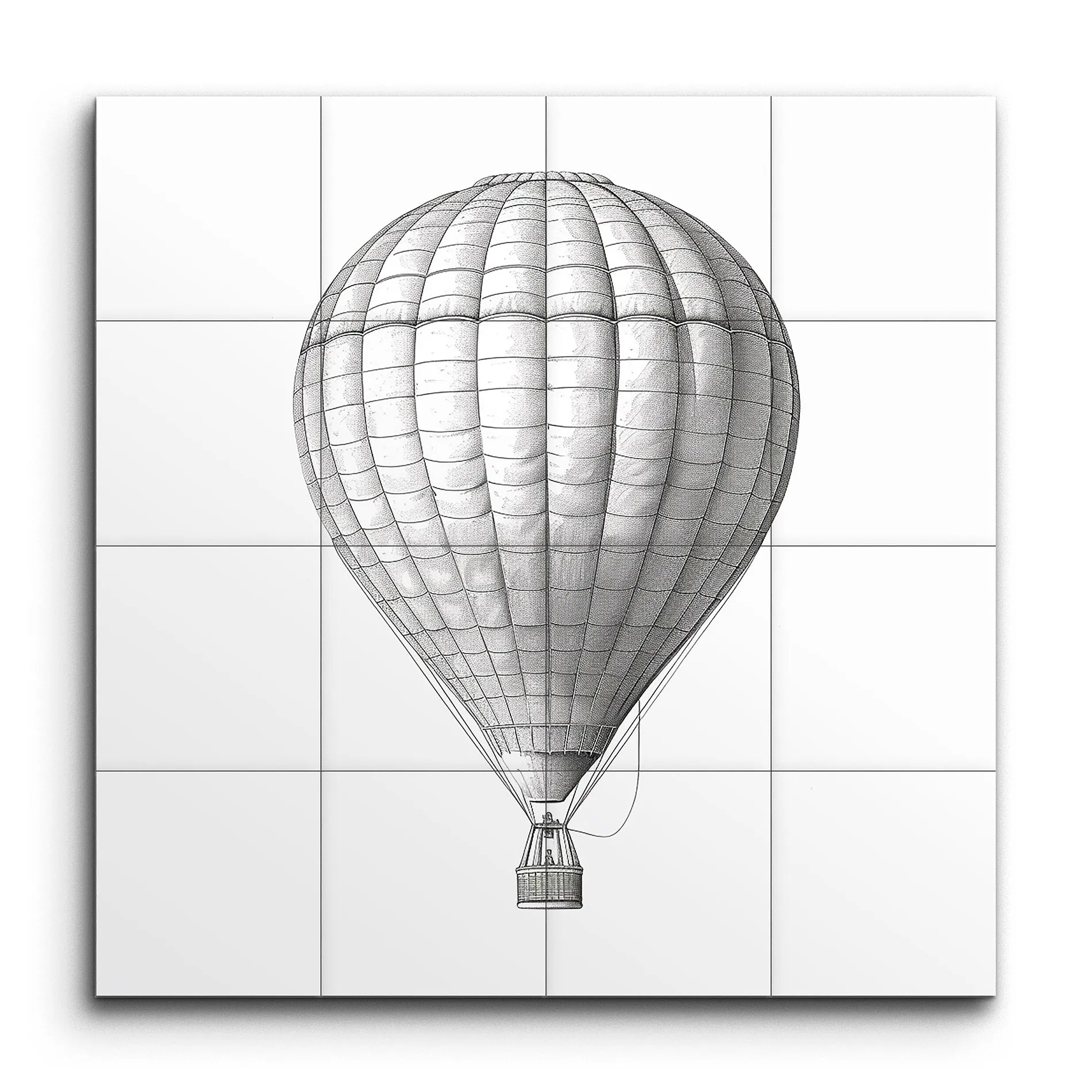 Timeless Hot Air Balloon: Hand-Drawn Monochrome Art