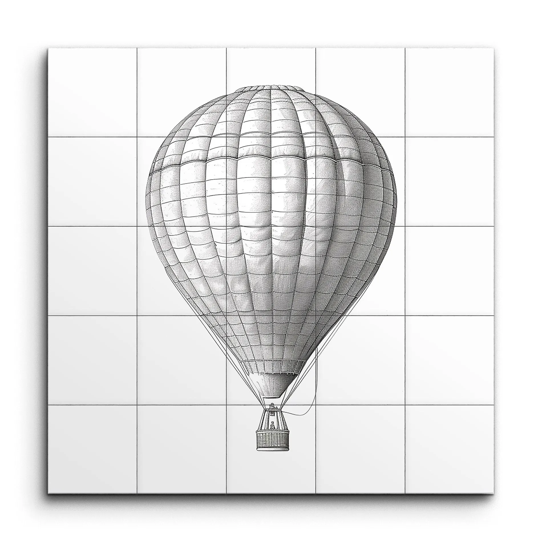 Timeless Hot Air Balloon: Hand-Drawn Monochrome Art