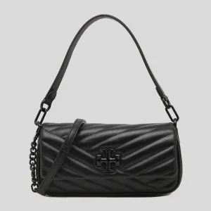 TORY BURCH Small Kira Chevron Flap Shoulder Bag Black/Black 90457