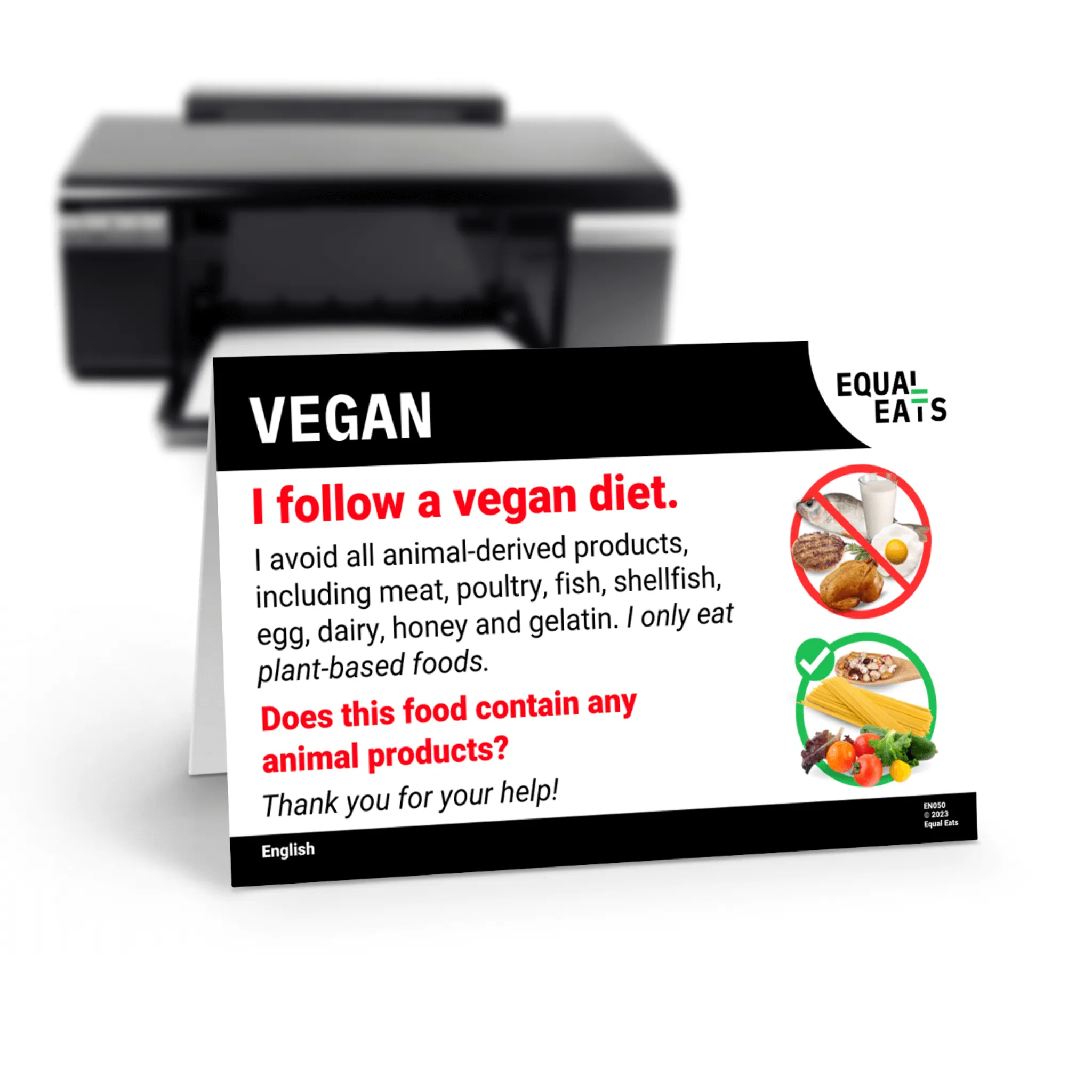 Vegan Diet Printable Card