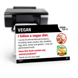Vegan Diet Printable Card