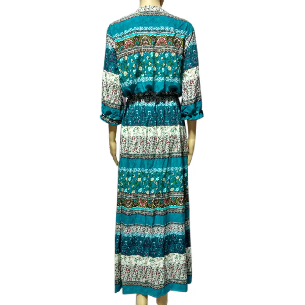 VenusFox Bohemian Retro Floral Maxi Dress