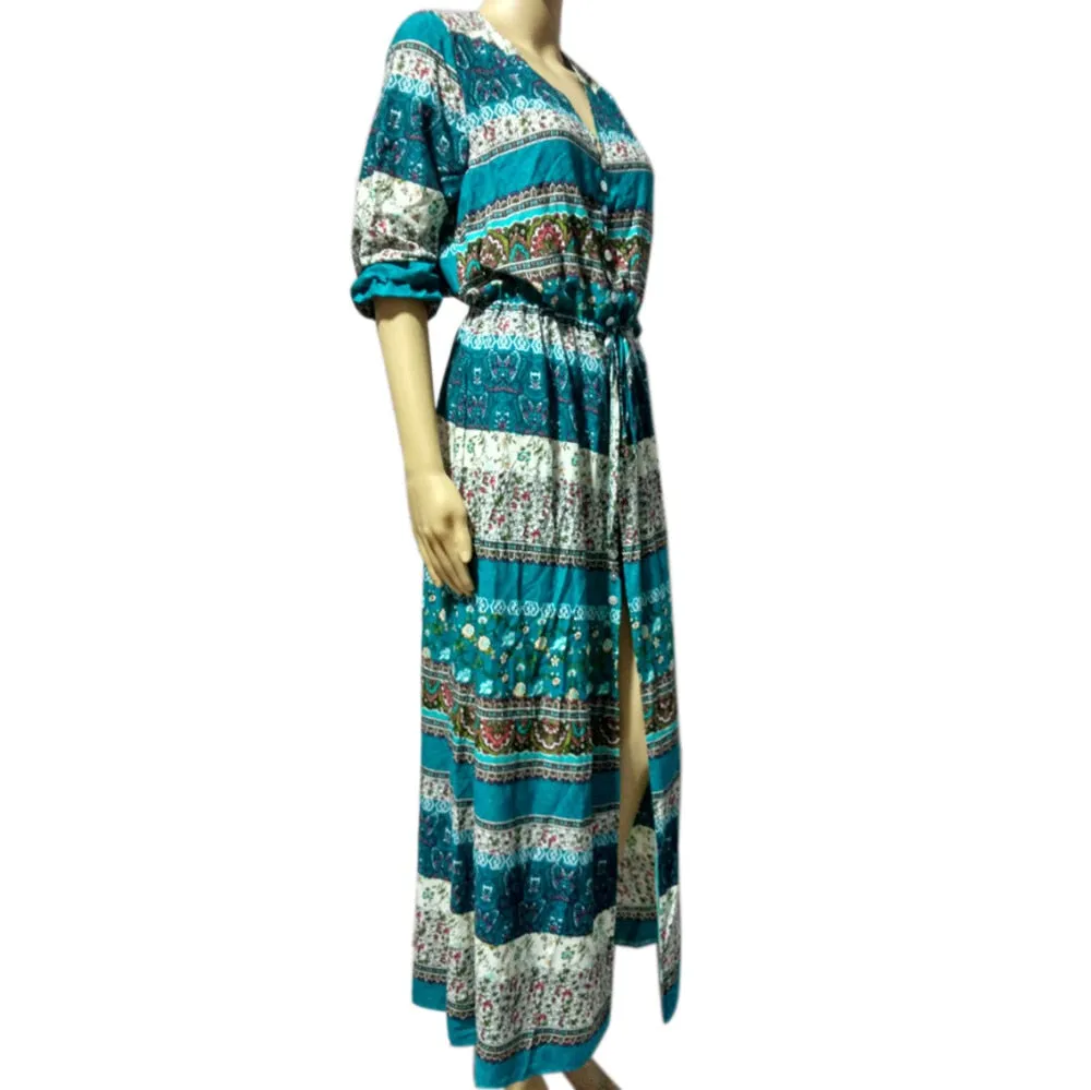 VenusFox Bohemian Retro Floral Maxi Dress