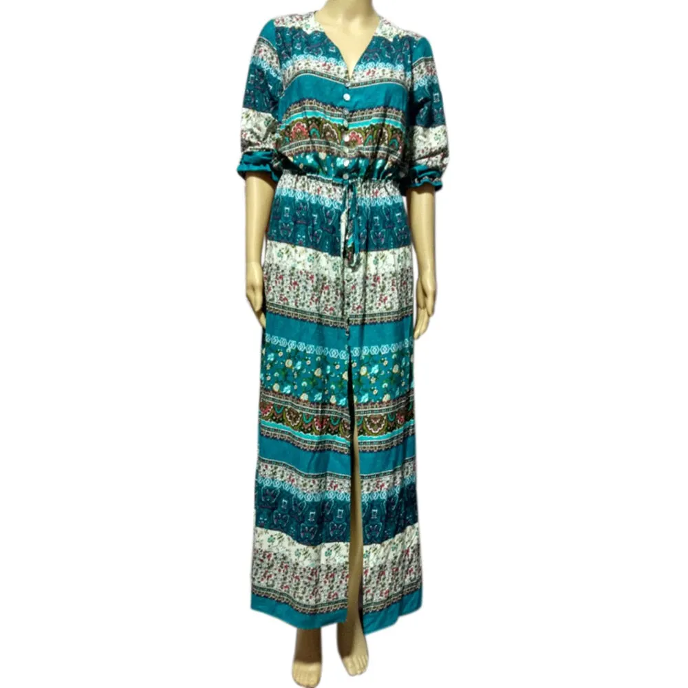 VenusFox Bohemian Retro Floral Maxi Dress