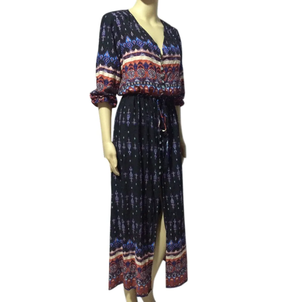 VenusFox Bohemian Retro Floral Maxi Dress