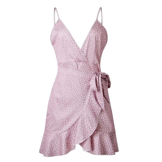 VenusFox Sexy Ruffles Backless Boho Floral Dress
