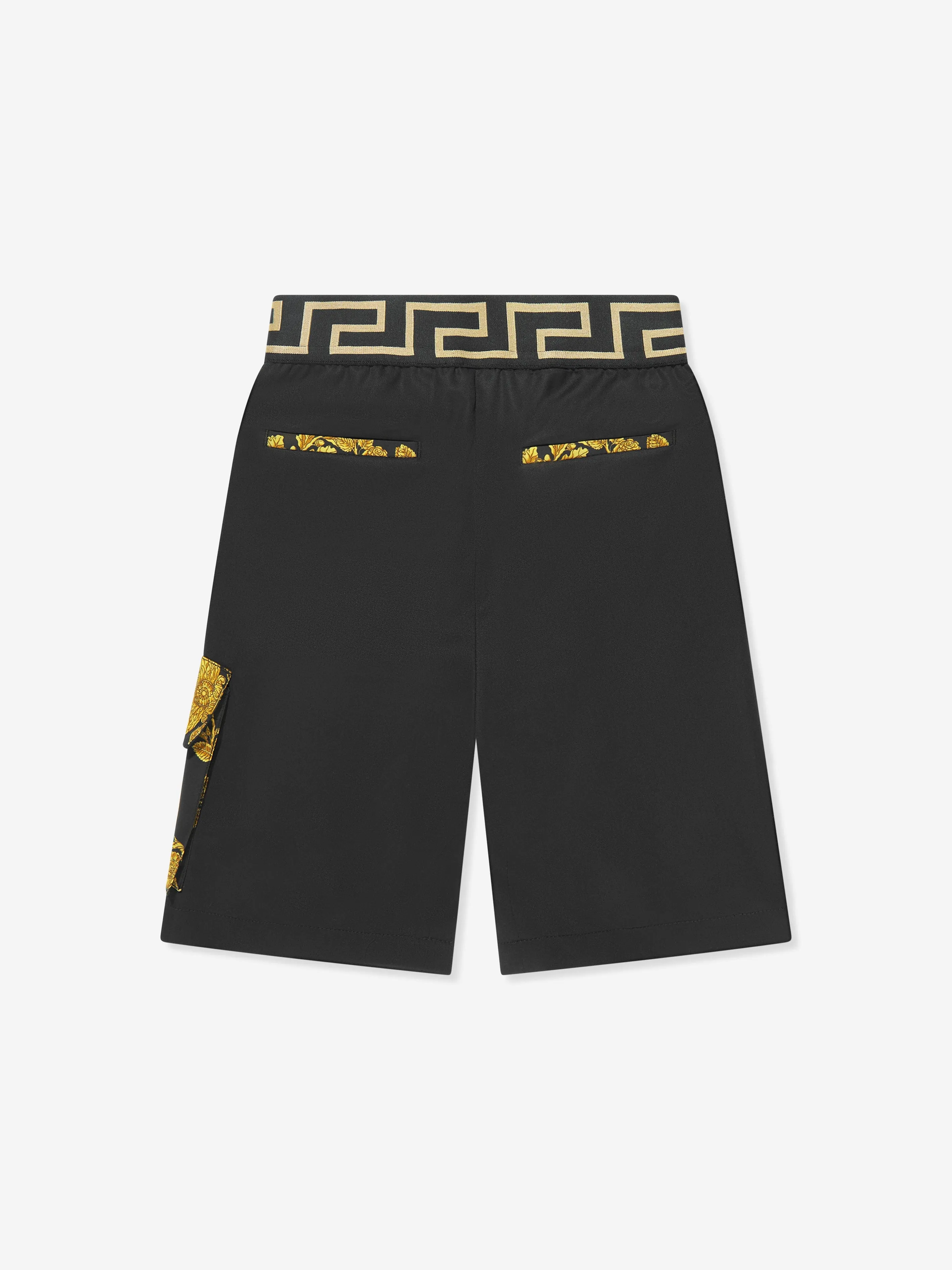 Versace Boys Maschera Baroque Pocket Shorts in Black