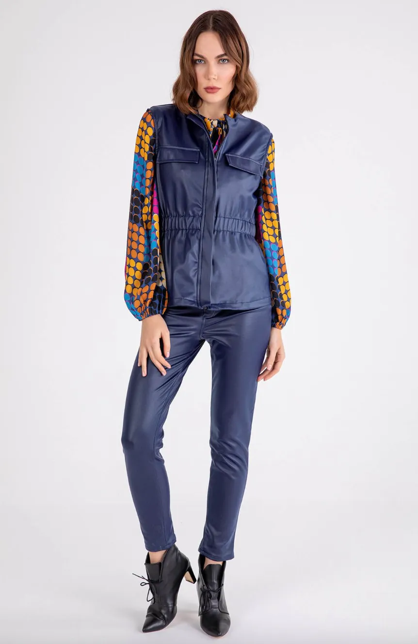 Vivian Vest - Navy Vegan