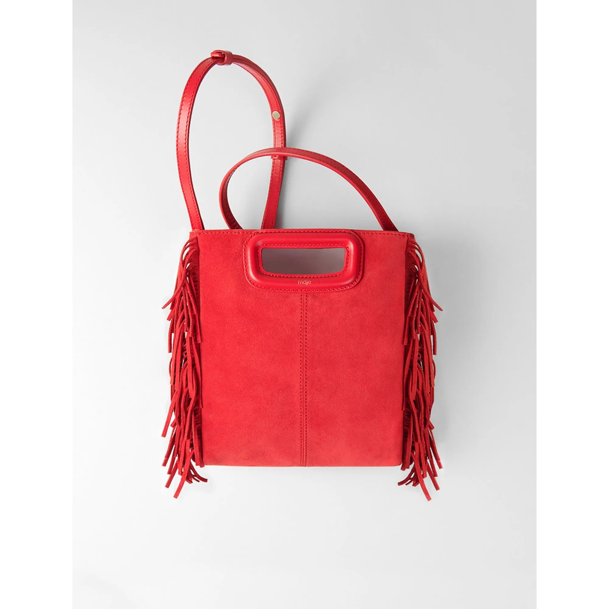 Women Suede M Bag - Red