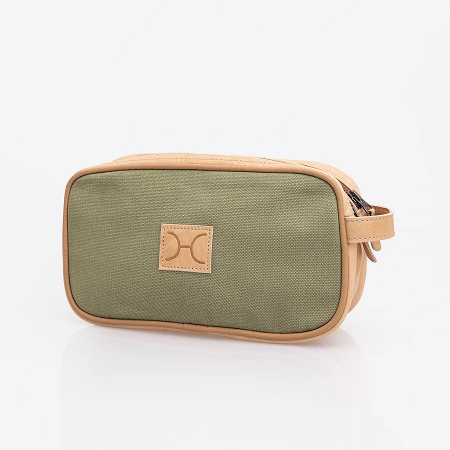 Women's Double Zip Vanity Wax Canvas & Leather